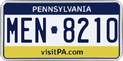 PA license plate MEN8210