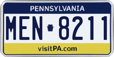 PA license plate MEN8211