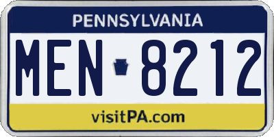 PA license plate MEN8212