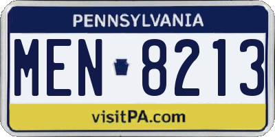PA license plate MEN8213