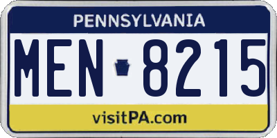 PA license plate MEN8215