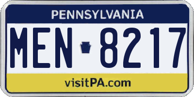 PA license plate MEN8217