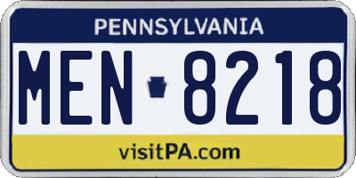 PA license plate MEN8218