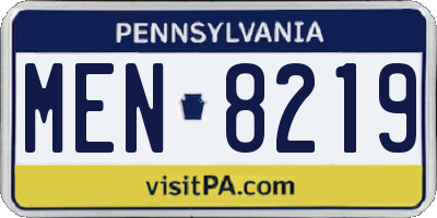 PA license plate MEN8219