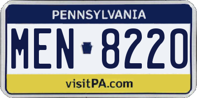 PA license plate MEN8220