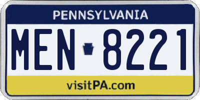 PA license plate MEN8221