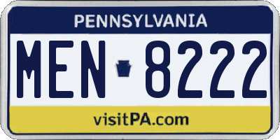 PA license plate MEN8222
