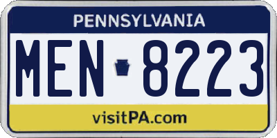 PA license plate MEN8223