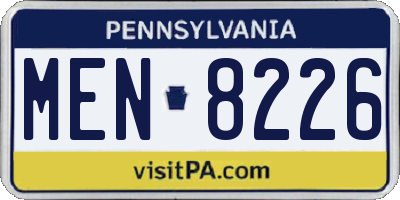 PA license plate MEN8226
