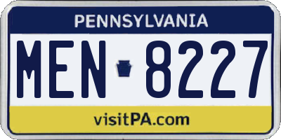 PA license plate MEN8227