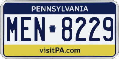 PA license plate MEN8229