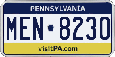 PA license plate MEN8230