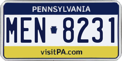 PA license plate MEN8231