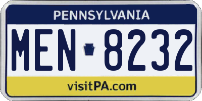 PA license plate MEN8232