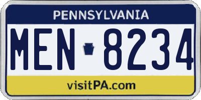 PA license plate MEN8234