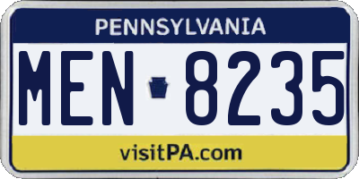 PA license plate MEN8235
