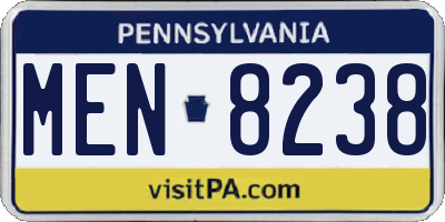 PA license plate MEN8238