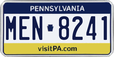 PA license plate MEN8241