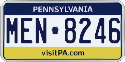 PA license plate MEN8246