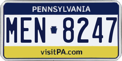 PA license plate MEN8247