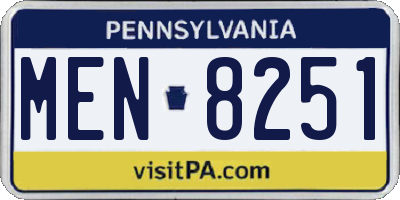 PA license plate MEN8251