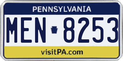 PA license plate MEN8253