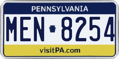PA license plate MEN8254