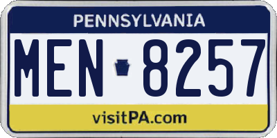 PA license plate MEN8257