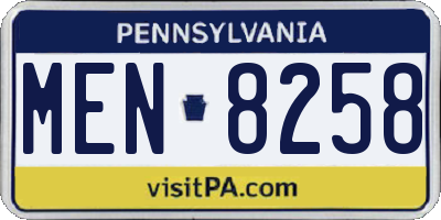 PA license plate MEN8258