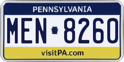 PA license plate MEN8260