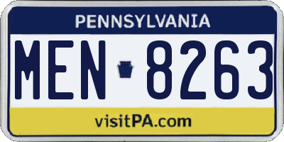 PA license plate MEN8263