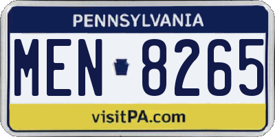 PA license plate MEN8265