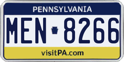 PA license plate MEN8266