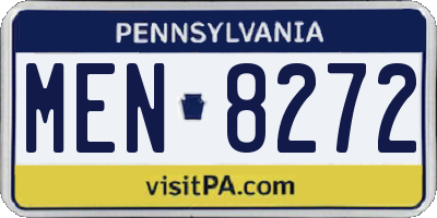 PA license plate MEN8272
