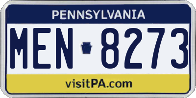 PA license plate MEN8273
