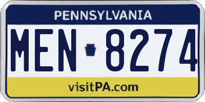 PA license plate MEN8274