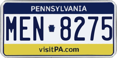 PA license plate MEN8275