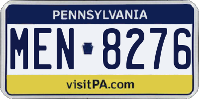 PA license plate MEN8276