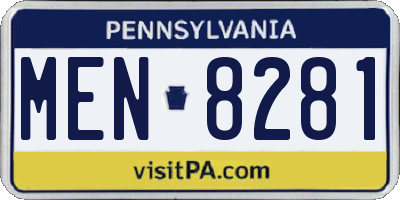 PA license plate MEN8281