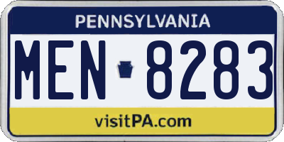 PA license plate MEN8283