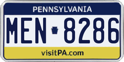PA license plate MEN8286