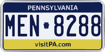 PA license plate MEN8288