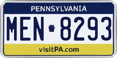 PA license plate MEN8293