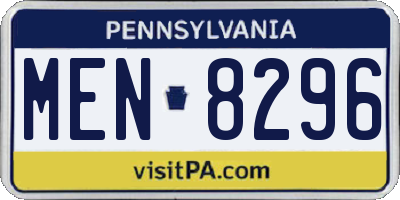 PA license plate MEN8296