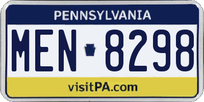 PA license plate MEN8298