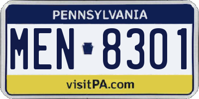 PA license plate MEN8301