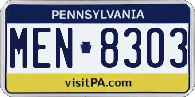 PA license plate MEN8303