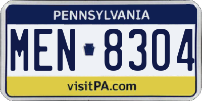 PA license plate MEN8304