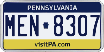 PA license plate MEN8307