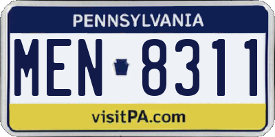 PA license plate MEN8311